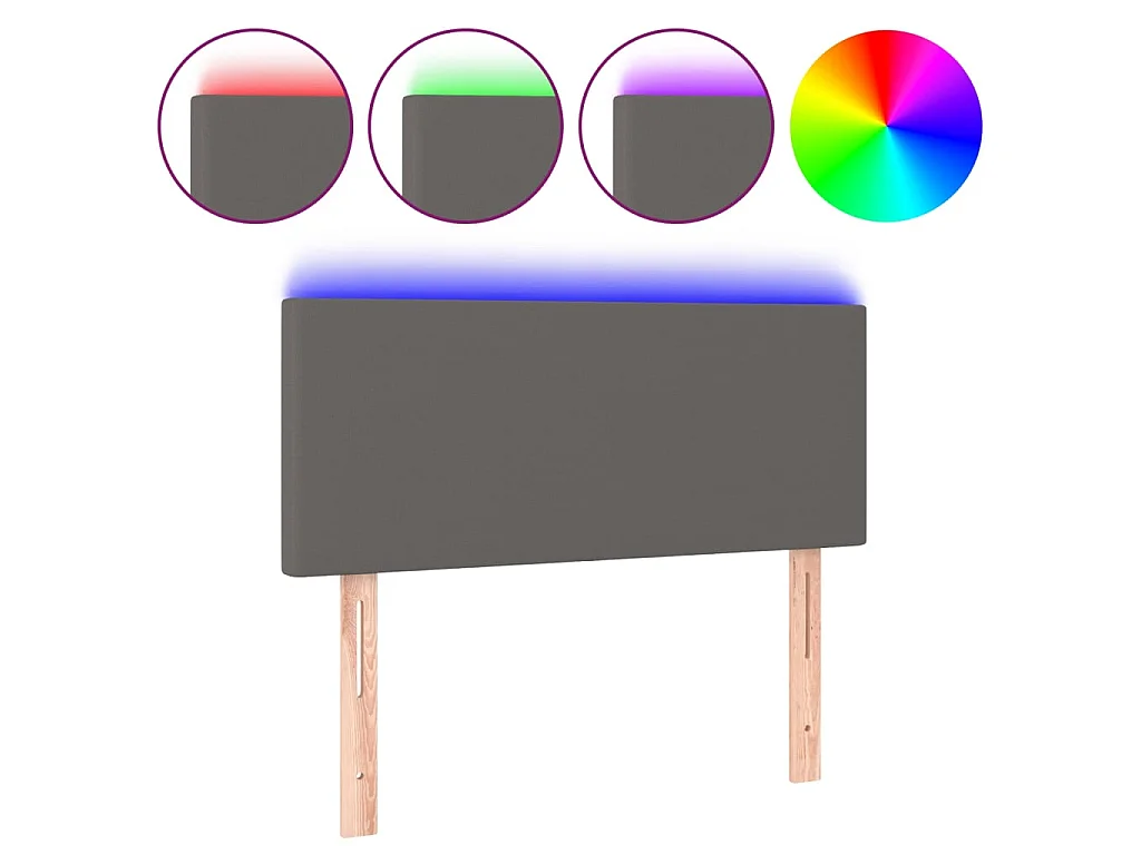 Tête de lit à LED Gris 90x5x78/88 cm Similicuir POI87787 BonneVie Meuble