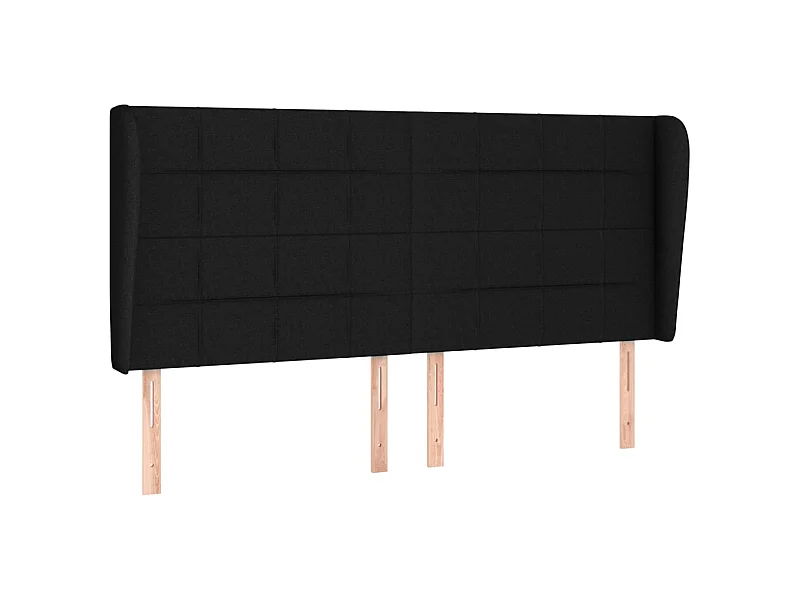 Tête de lit avec oreilles Noir 203x23x118/128 cm Tissu POI48461 BonneVie Meuble