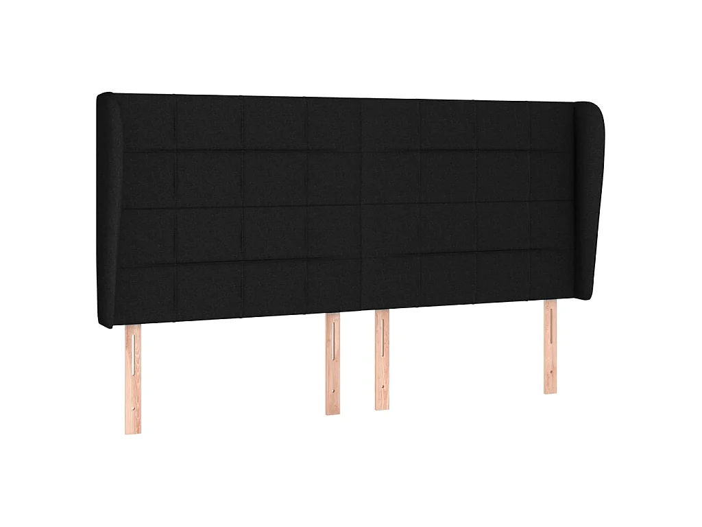 Tête de lit avec oreilles Noir 203x23x118/128 cm Tissu POI48461 BonneVie Meuble