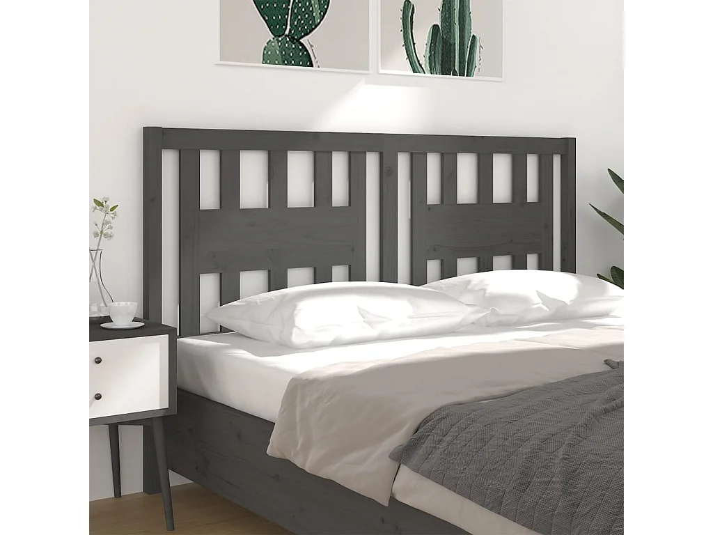 Cabeceira de cama 126x4x100 cm pinho maciço cinzento PT429309