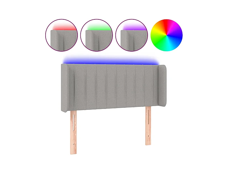 Testiera | Testata del letto Grigio Chiaro a LED 83x16x78/88 cm in Tessuto
