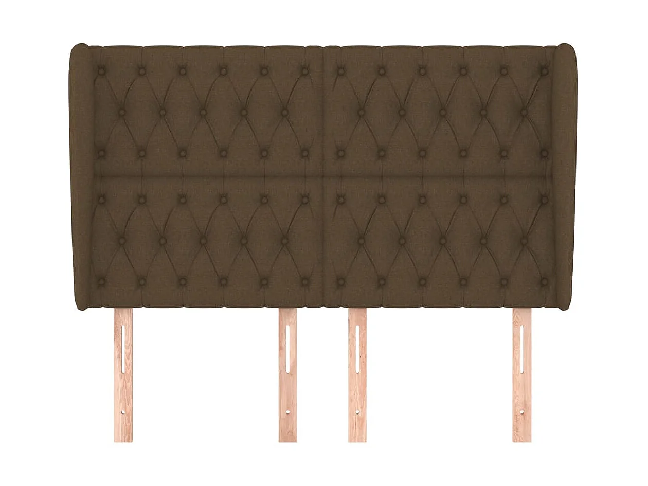 Tête de lit avec oreilles Marron foncé 163x23x118/128 cm Tissu POI43169 BonneVie Meuble