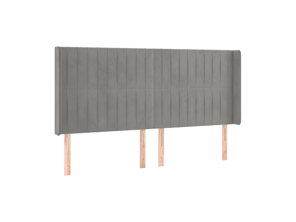 Testiera | Testata del letto ad Orecchio Grigio Chiaro 203x16x118/128 cm in Velluto