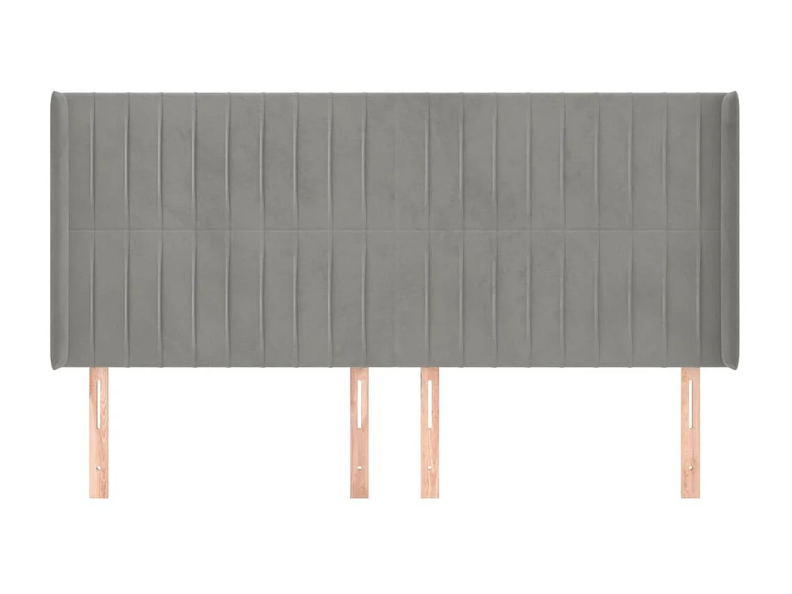 Tête de lit avec oreilles Gris clair 203x16x118/128 cm Velours POI21201 BonneVie Meuble