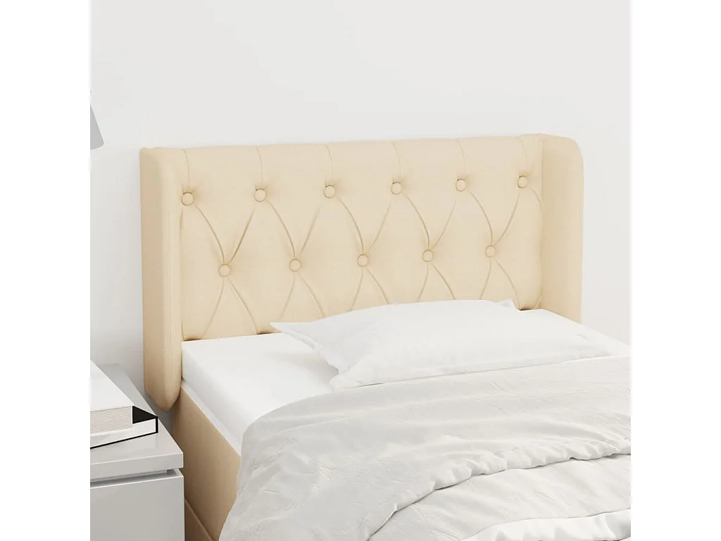 Testiera | Testata del letto ad Orecchio Crema 83x16x78/88 cm in Tessuto