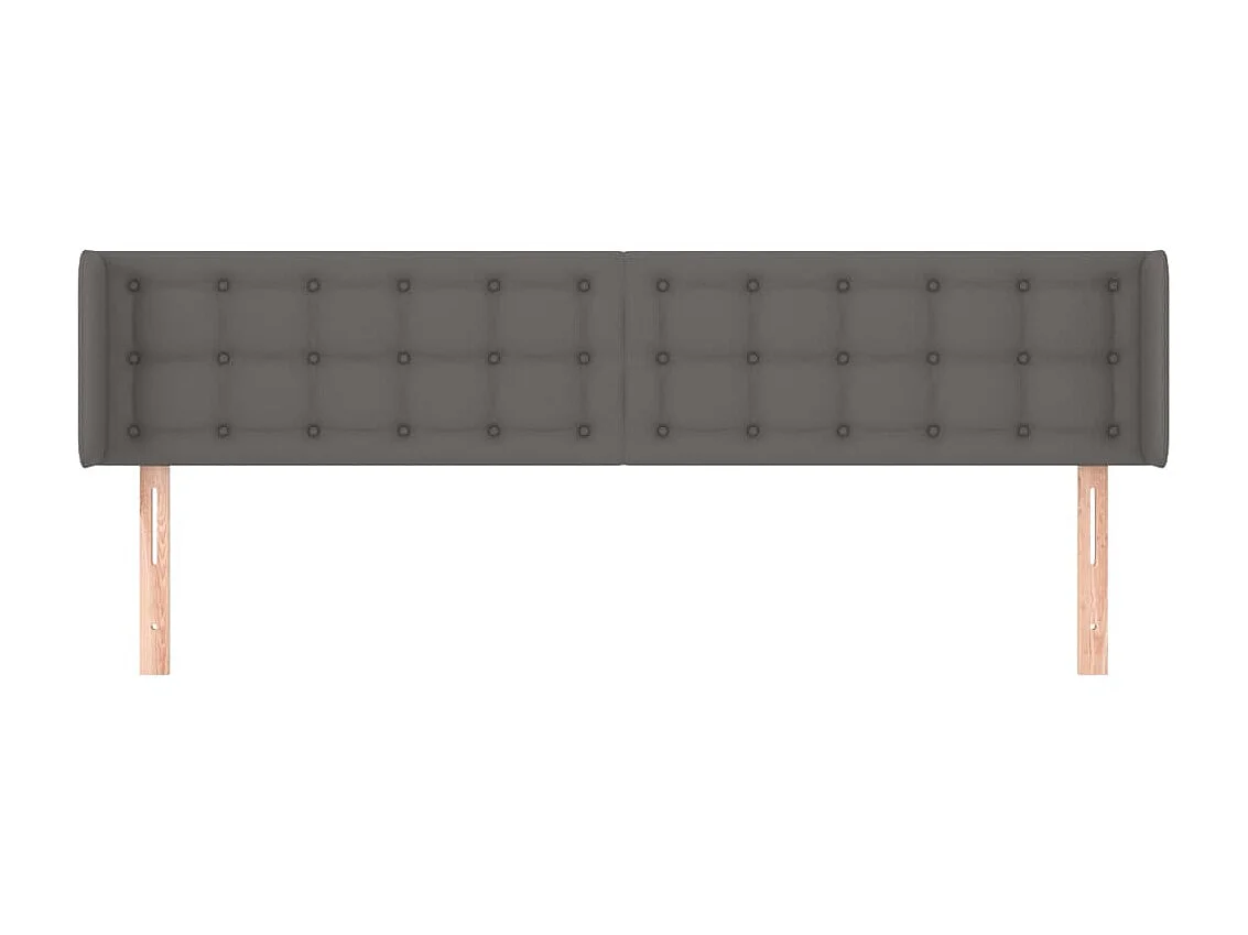 Tête de lit avec oreilles Gris 203x16x78/88 cm Similicuir POI87055 BonneVie Meuble