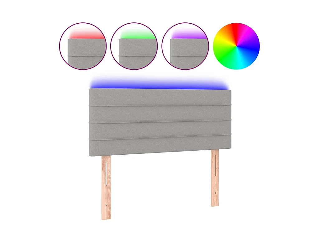 Cabecero con luces LED de tela gris claro 80x5x78/88 cm ES16919