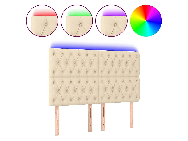 LED Kopfteil,Bettkopfteil Creme 144x7x118/128 cm Stoff -gkd931407