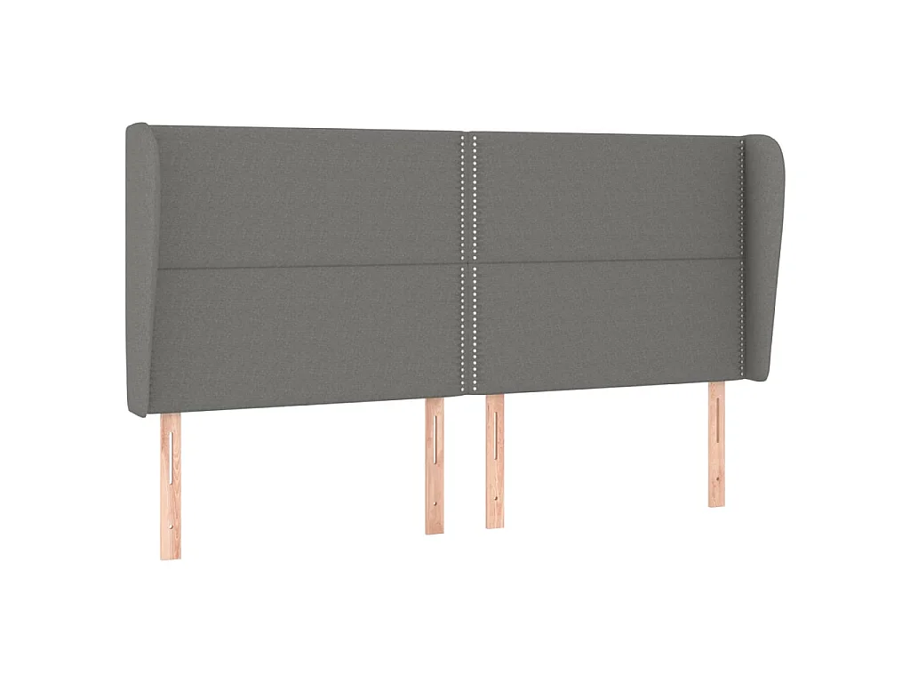 Cabeceira cama c/ abas tecido 203x23x118/128 cm cinzento-escuro PT718447