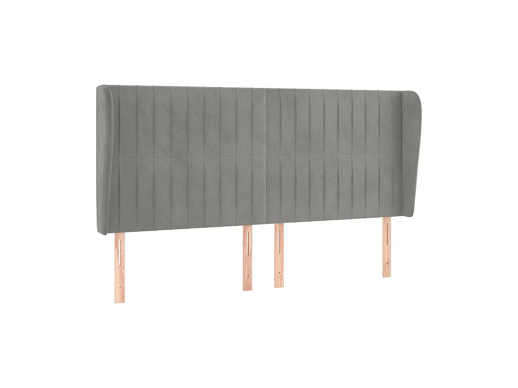 Hoofdbord met randen 203x23x118/128 cm fluweel lichtgrijs NL652465