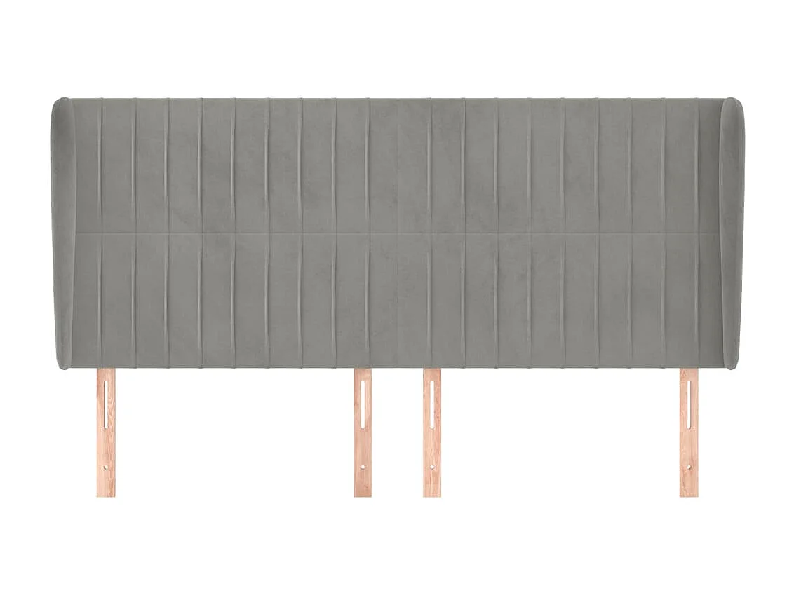 Tête de lit avec oreilles Gris clair 203x23x118/128 cm Velours POI60192 BonneVie Meuble