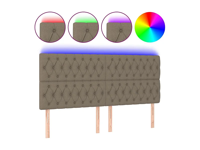 Hoofdbord LED 200x7x118/128 cm stof taupe NL280516