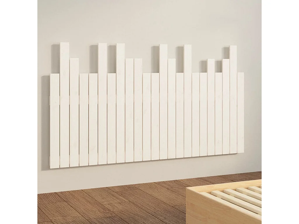 Hoofdbord wandmontage 146,5x3x80 cm massief grenenhout wit NL634034