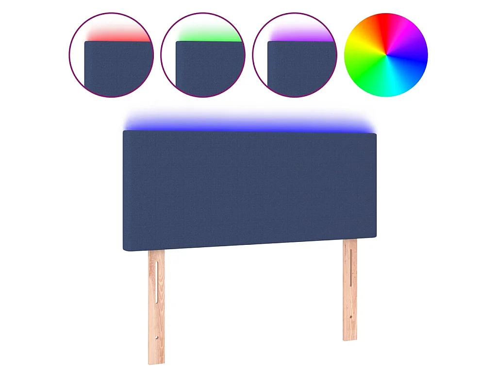 Cabecero con LED de tela azul 100x5x78/88 cm ES17305