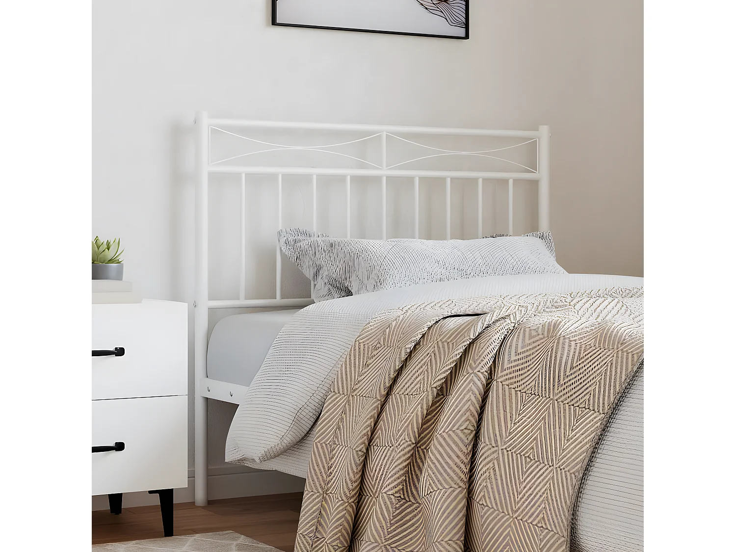 Kopfteil,Bettkopfteil Metall Weiß 90 cm -gkd870395