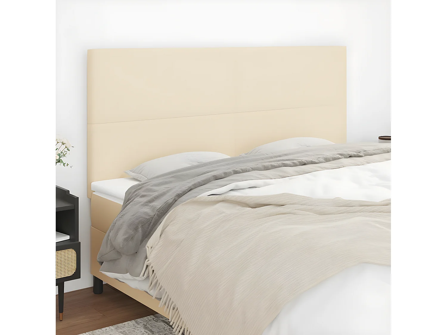 4 pcs Têtes de lit Crème 100x5x78/88 cm Tissu POI33812 BonneVie Meuble