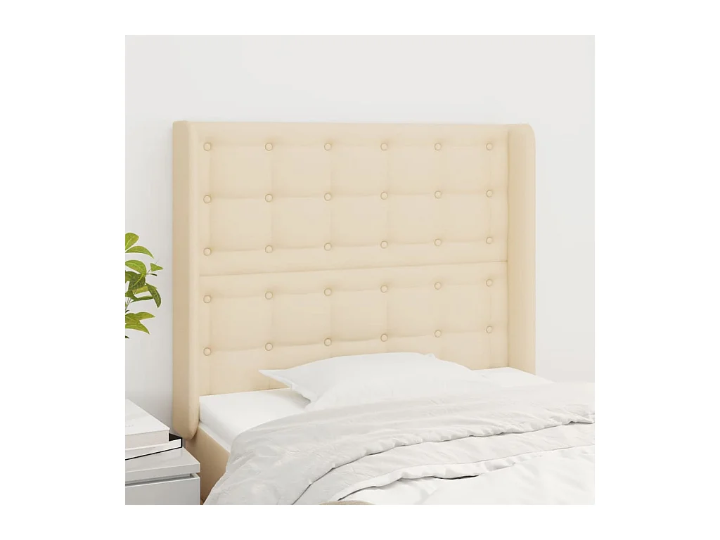 Kopfteil,Bettkopfteil mit Ohren Creme 103x16x118/128 cm Stoff -gkd666534