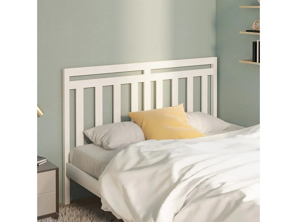 Tête de lit Blanc 166x4x100 cm Bois massif de pin POI38076 BonneVie Meuble