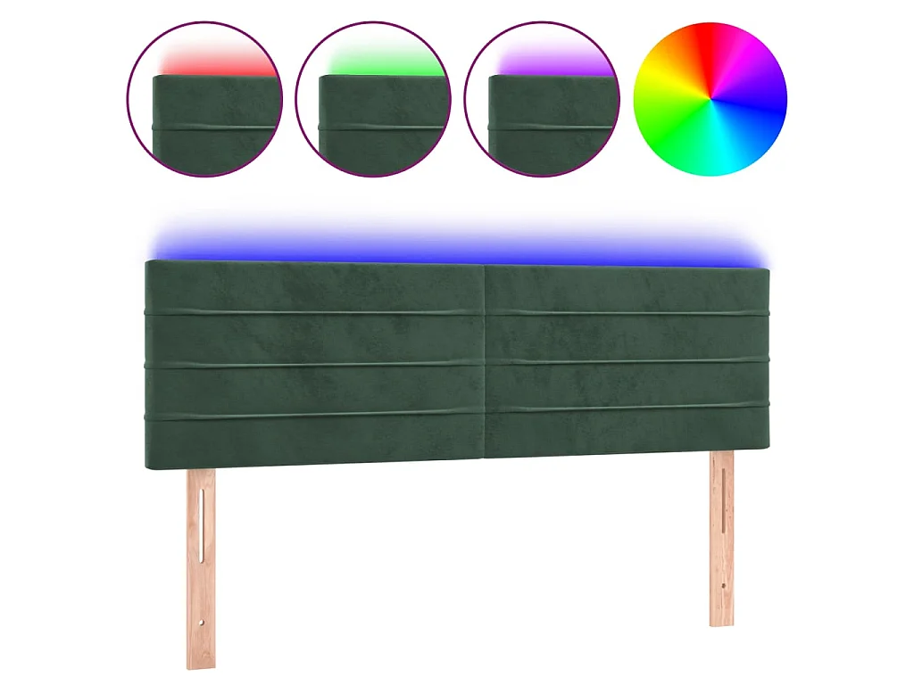 Cabecero con LED de terciopelo gris oscuro 144x5x78/88 cm ES18840