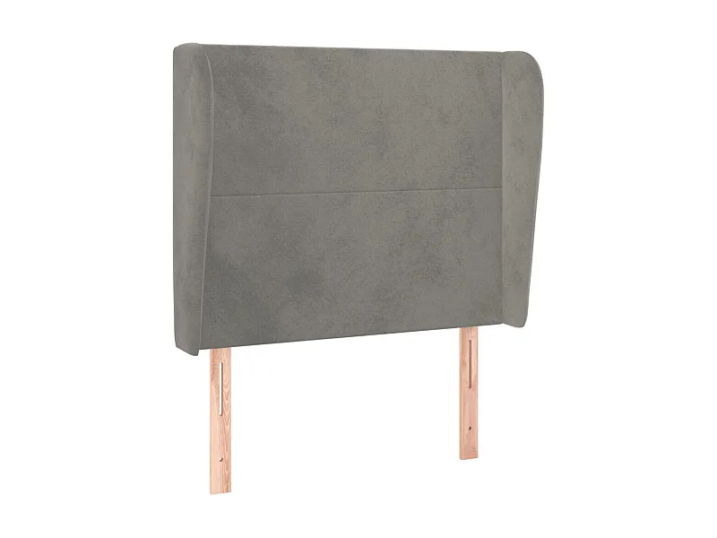 Cabeceira cama c/ abas veludo 103x23x118/128 cm cinzento-claro PT749134