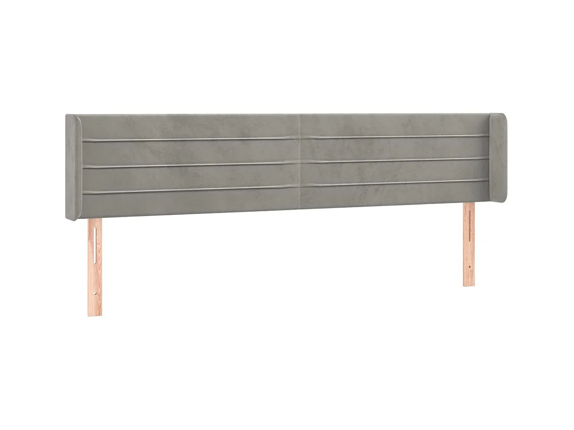 Tête de lit avec oreilles Gris clair 183x16x78/88 cm Velours POI79208 BonneVie Meuble