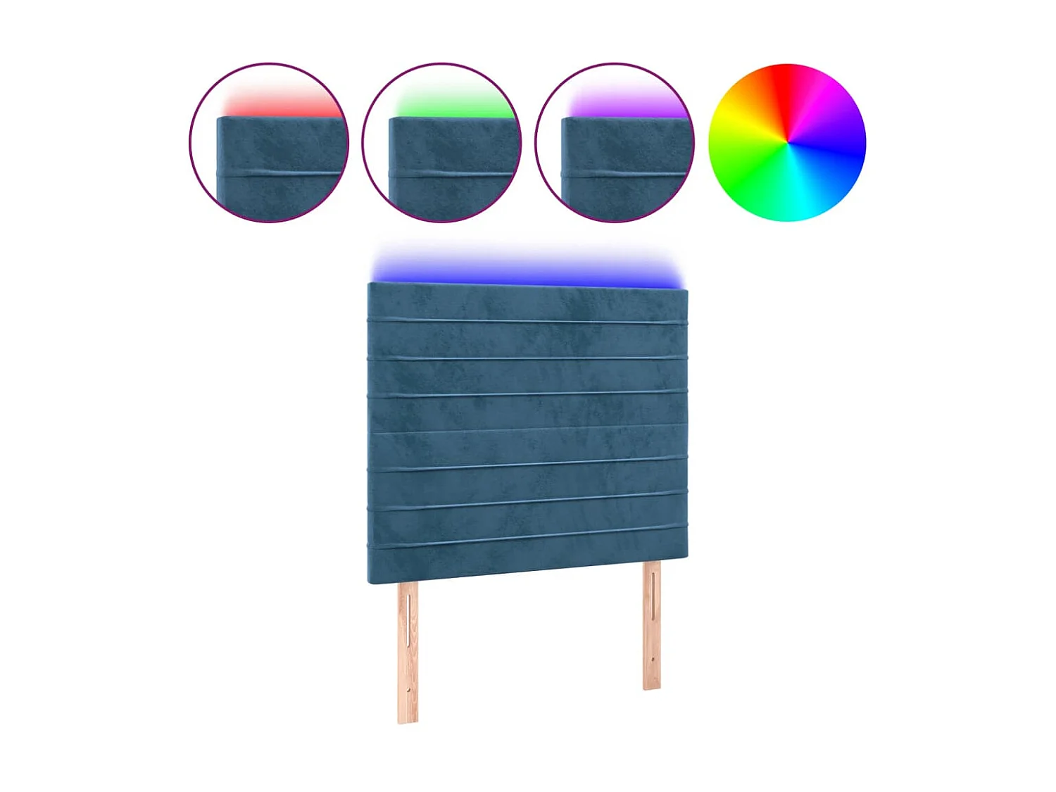 Tête de lit à LED Bleu foncé 100x5x118/128 cm Velours POI18126 BonneVie Meuble