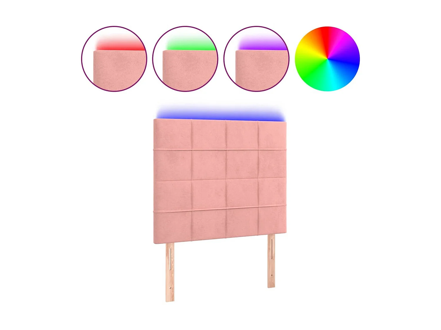 LED Kopfteil,Bettkopfteil Rosa 80x5x118/128 cm Samt -gkd584097