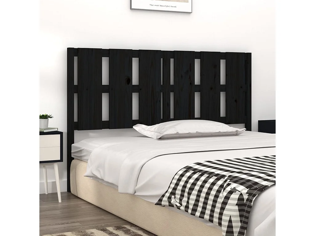 Tête de lit Noir 155,5x4x100 cm Bois massif de pin POI40859 BonneVie Meuble