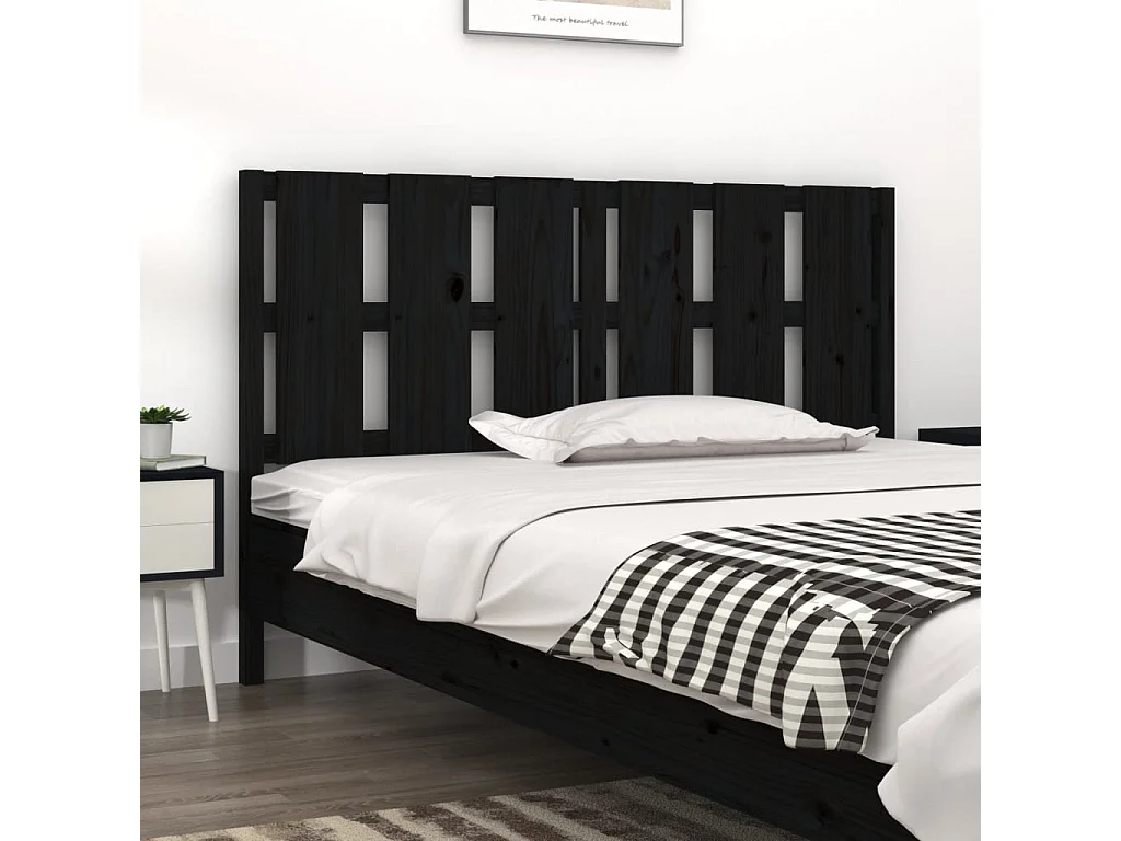 Tête de lit Noir 155,5x4x100 cm Bois massif de pin POI40859 BonneVie Meuble