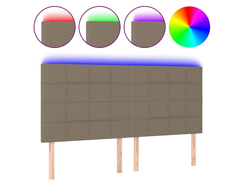 Tête de lit à LED Taupe 200x5x118/128 cm Tissu POI52022 BonneVie Meuble