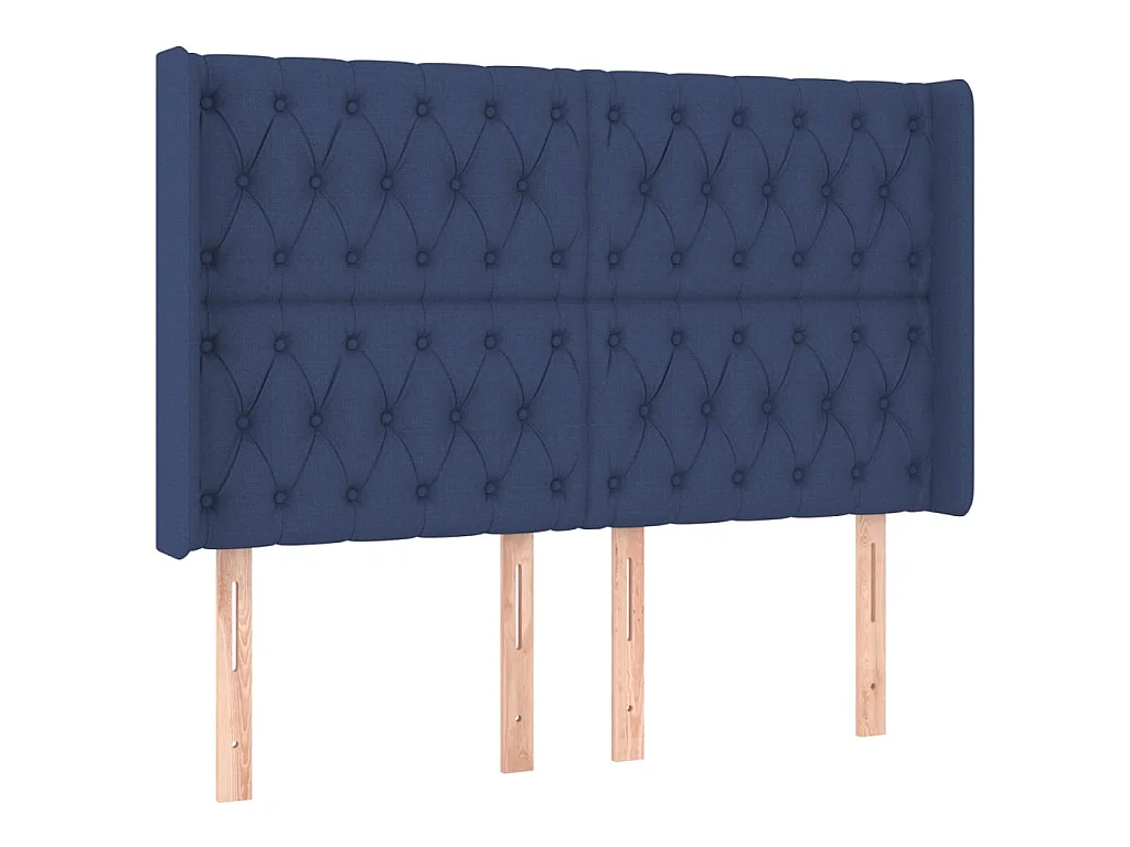 Tête de lit avec oreilles Bleu 147x16x118/128 cm Tissu POI65665 BonneVie Meuble
