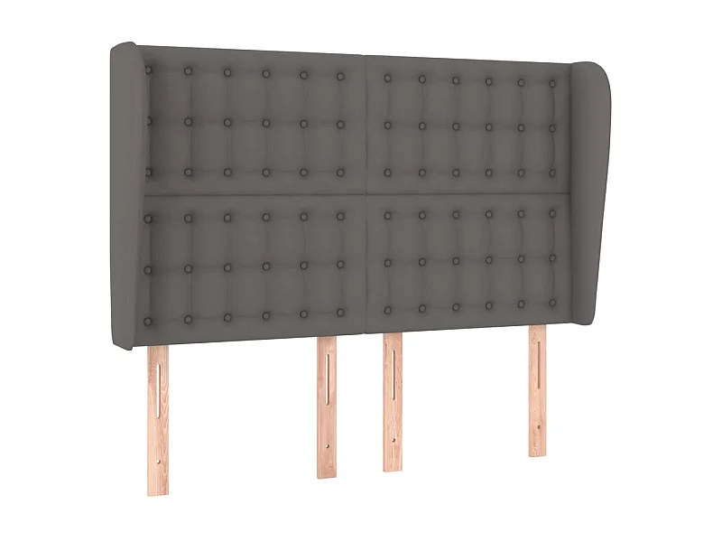 Cabecero con orejas de cuero sintético gris 147x23x118/128cm ES65494