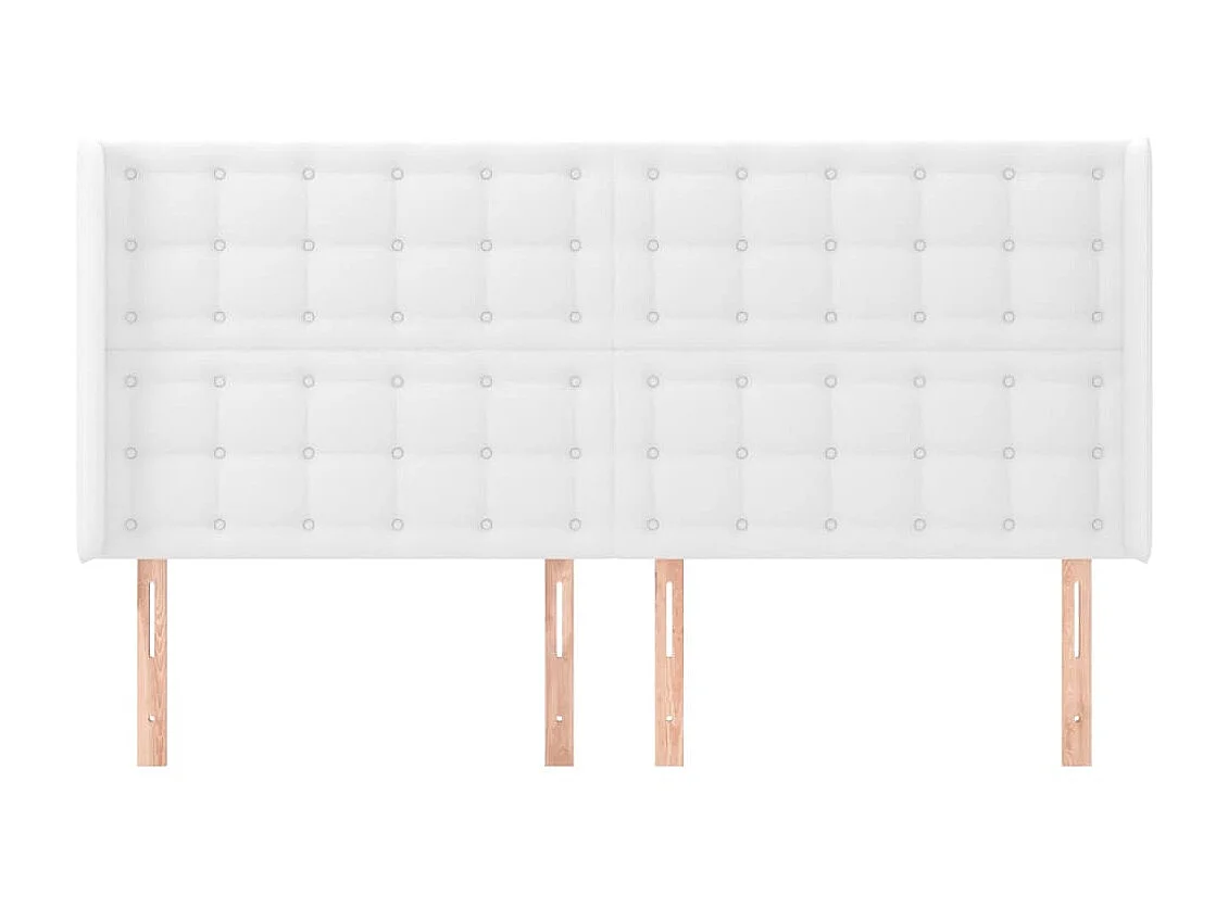 Tête de lit avec oreilles Blanc 203x16x118/128 cm Similicuir POI21031 BonneVie Meuble