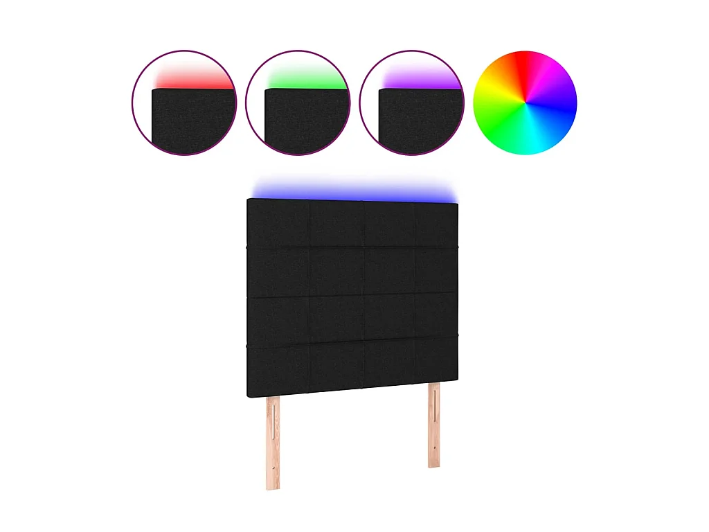 Tête de lit à LED Noir 80x5x118/128 cm Tissu POI32509 BonneVie Meuble