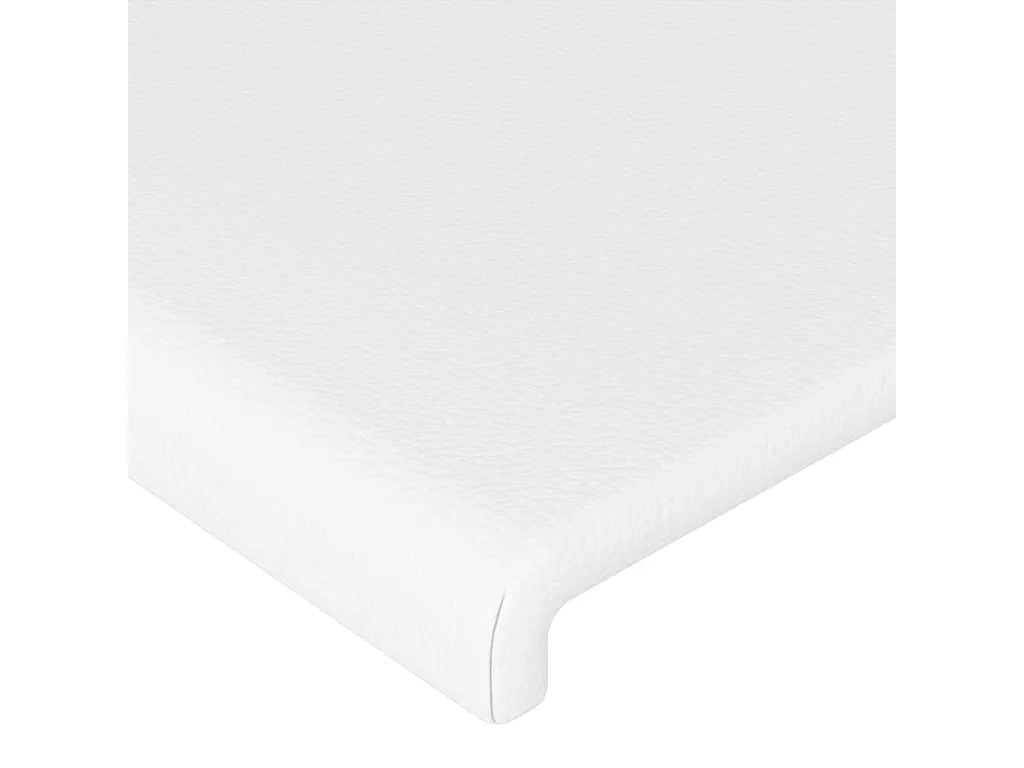 Cabeceira cama c/ abas couro artificial 203x16x118/128cm branco PT666969