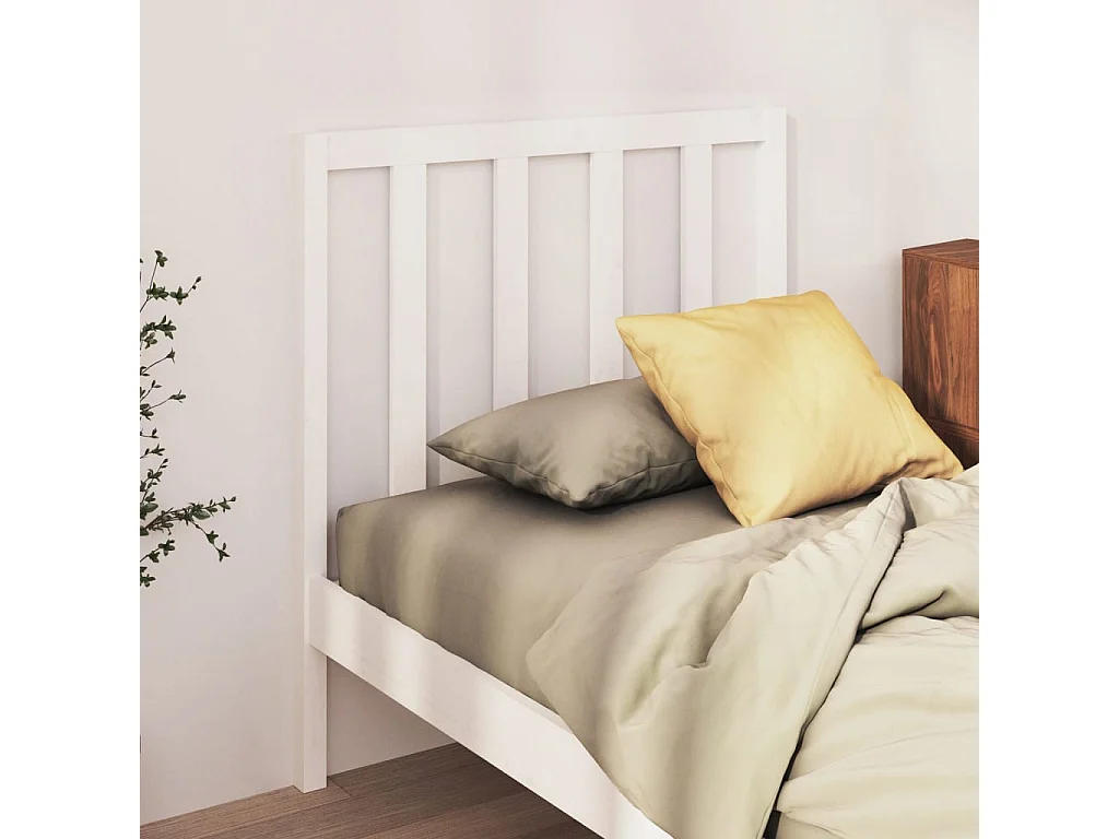 Cabeceira de cama 95x4x100 cm pinho maciço branco PT743759