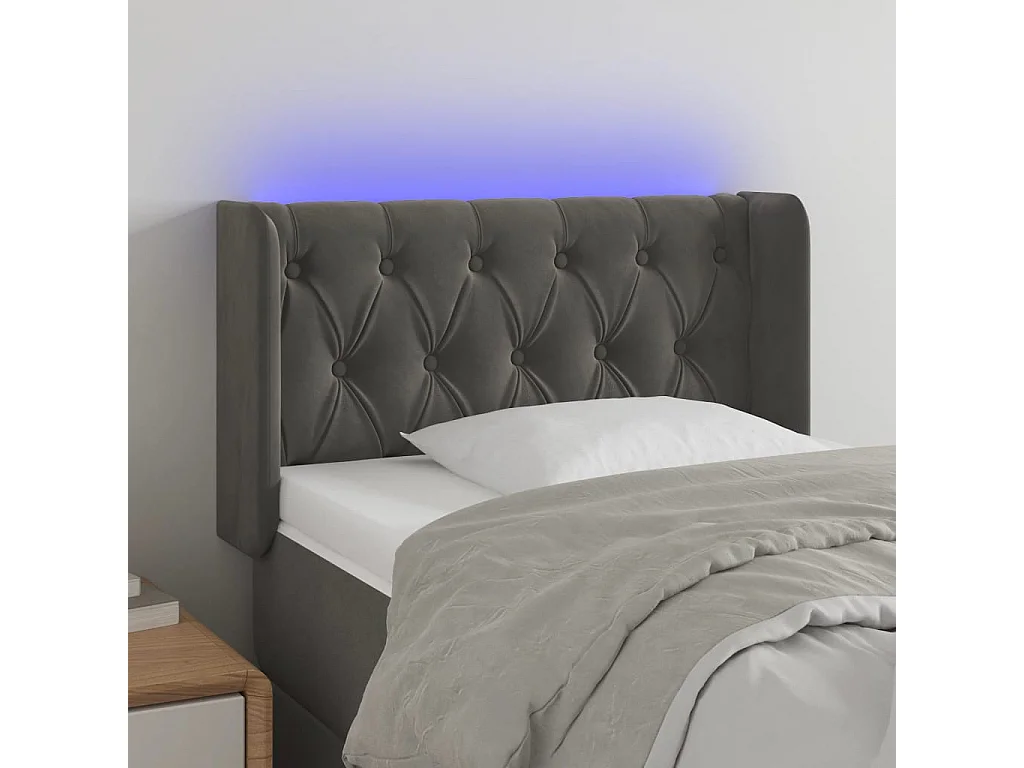 Tête de lit à LED Gris foncé 83x16x78/88 cm Velours POI19530 BonneVie Meuble