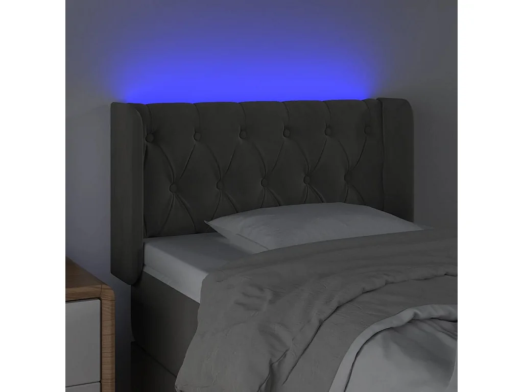 Tête de lit à LED Gris foncé 83x16x78/88 cm Velours POI19530 BonneVie Meuble
