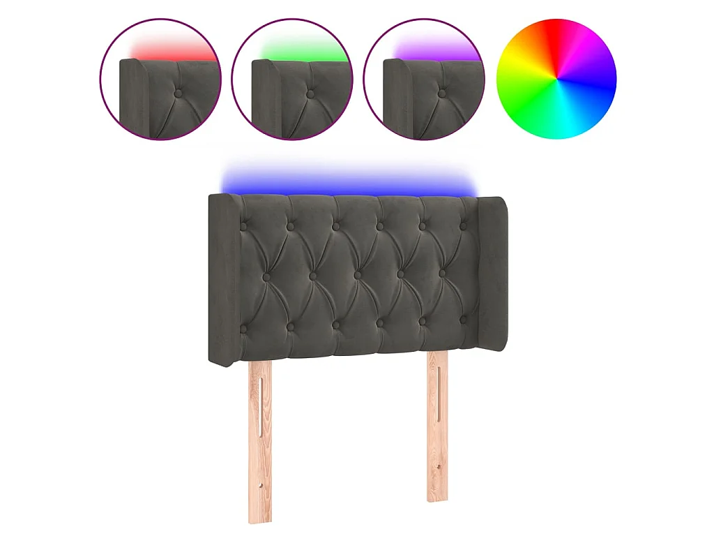 Tête de lit à LED Gris foncé 83x16x78/88 cm Velours POI19530 BonneVie Meuble
