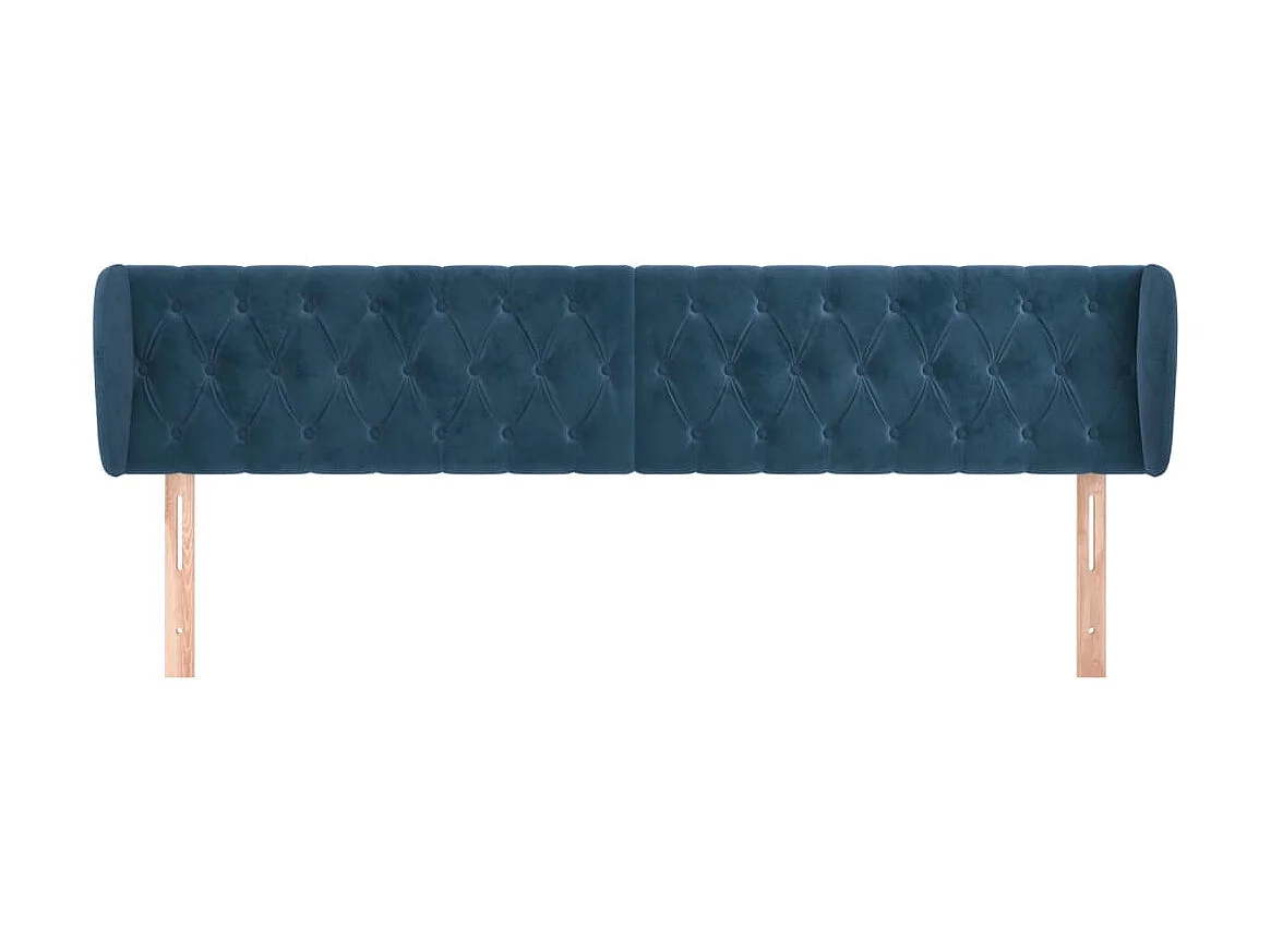 Tête de lit avec oreilles Bleu foncé 203x23x78/88 cm Velours POI38963 BonneVie Meuble