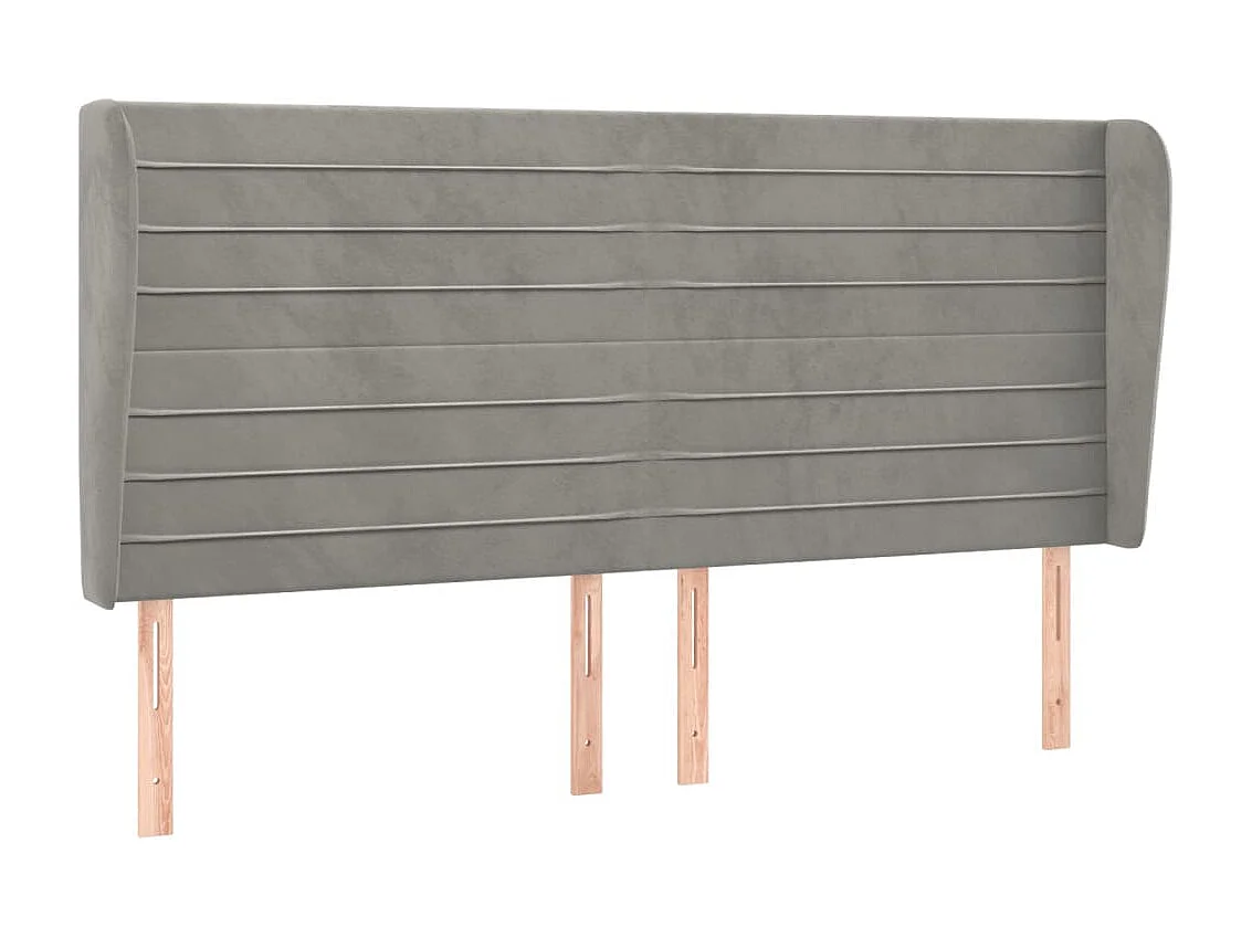 Testiera | Testata del letto ad Orecchio Grigio Chiaro 183x23x118/128 cm in Velluto