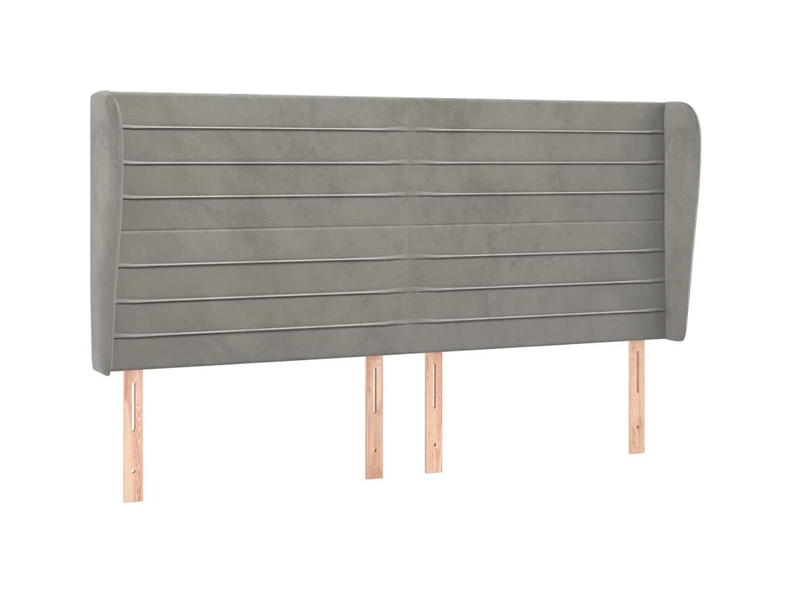 Tête de lit avec oreilles Gris clair 183x23x118/128 cm Velours POI51495 BonneVie Meuble