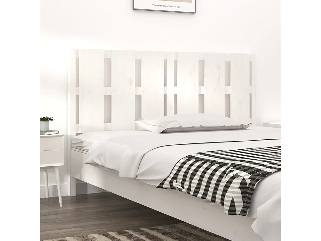 Tête de lit Blanc 155,5x4x100 cm Bois massif de pin POI20487 BonneVie Meuble