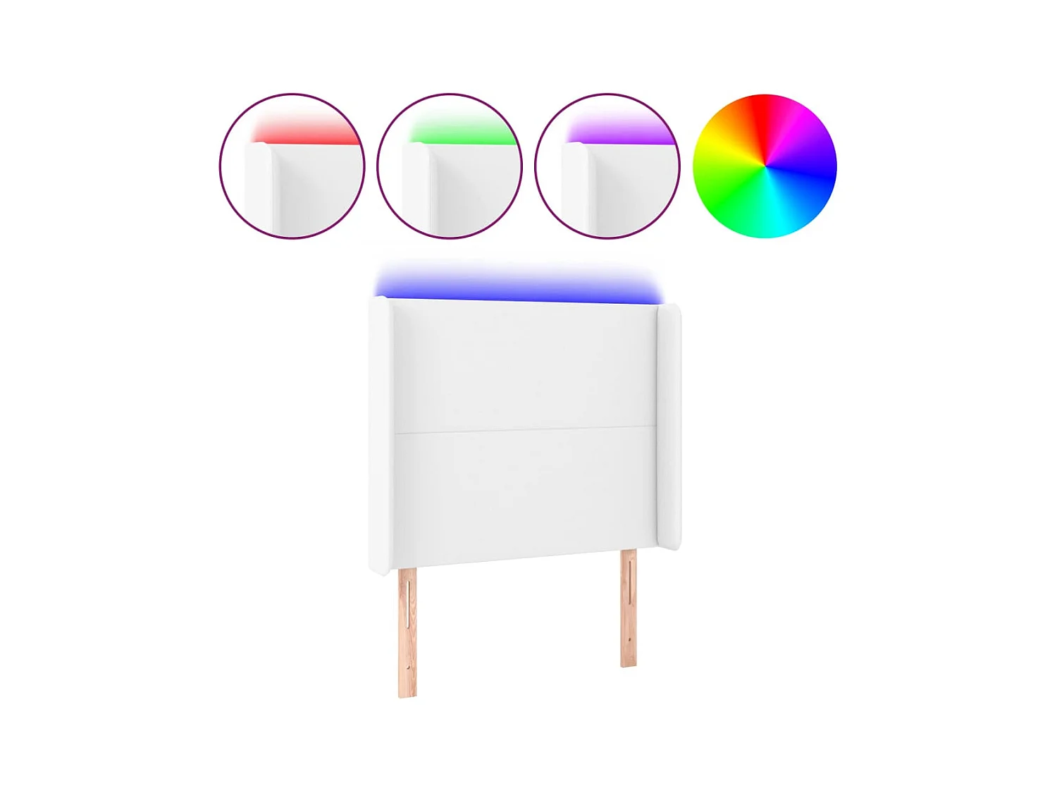 Testiera | Testata del letto a LED Bianco 93x16x118/128 cm in Similpelle