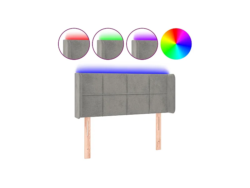 Tête de lit à LED Gris clair 93x16x78/88 cm Velours POI47795 BonneVie Meuble