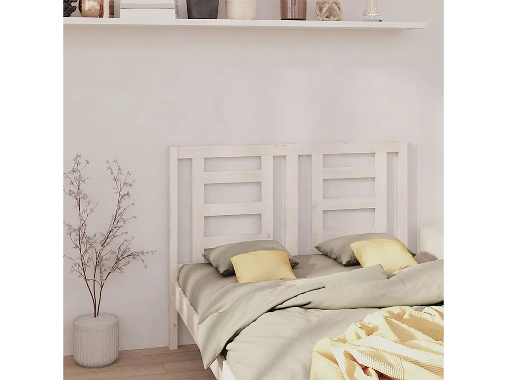 Tête de lit Blanc 126x4x100 cm Bois massif de pin POI93412 BonneVie Meuble