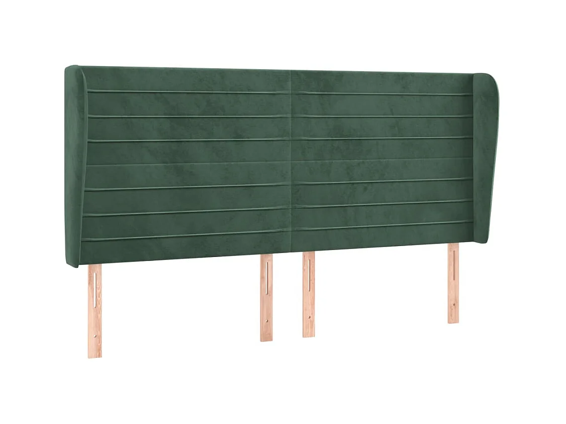 Testiera | Testata del letto ad Orecchio Verde Scuro 163x23x118/128cm in Velluto