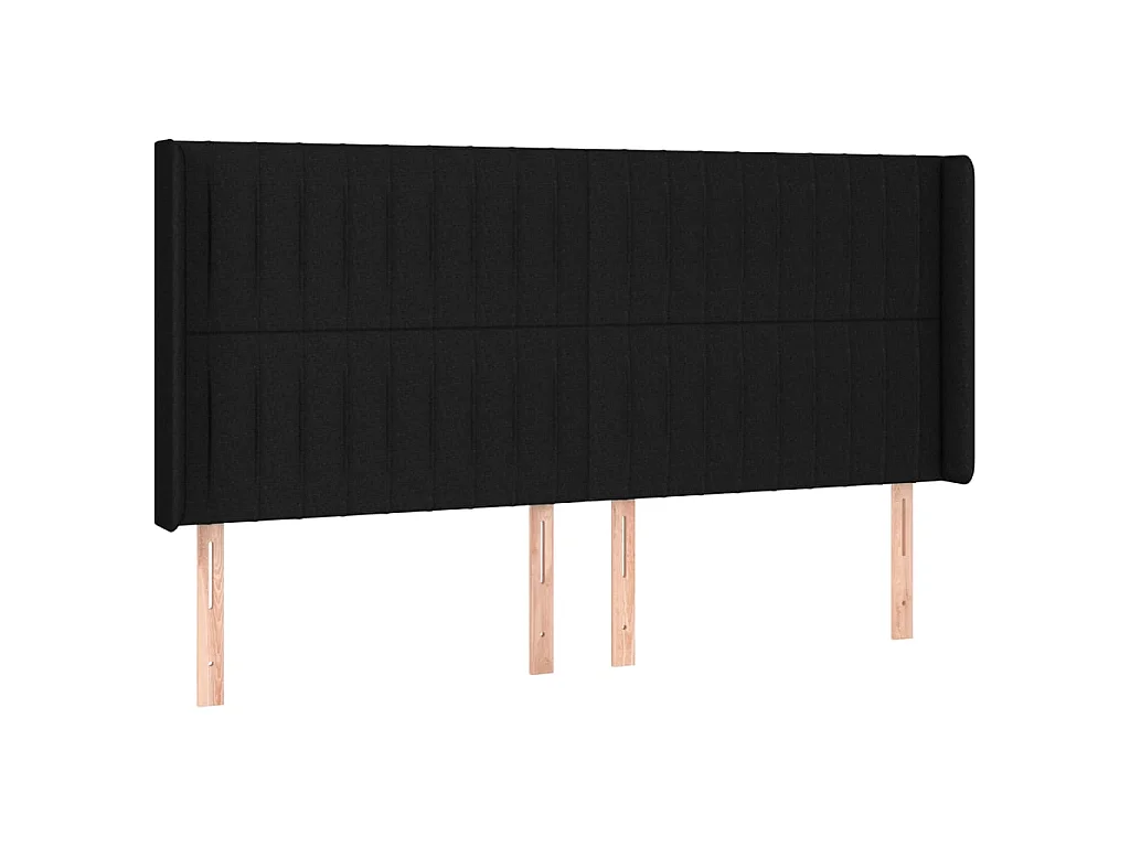Tête de lit à LED Noir 203x16x118/128 cm Tissu POI26612 BonneVie Meuble