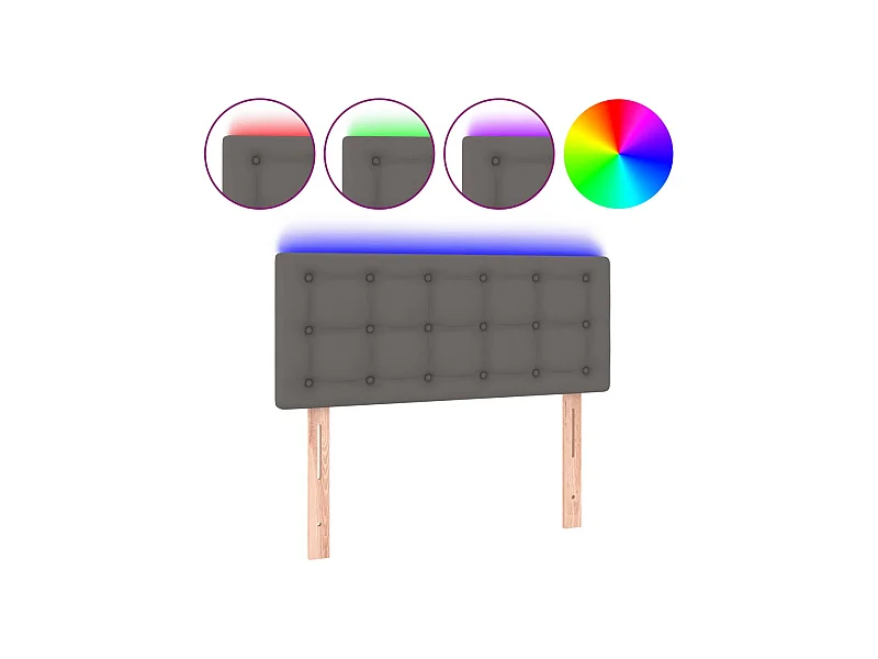 LED Kopfteil,Bettkopfteil Grau 100x5x78/88 cm Kunstleder -gkd593126