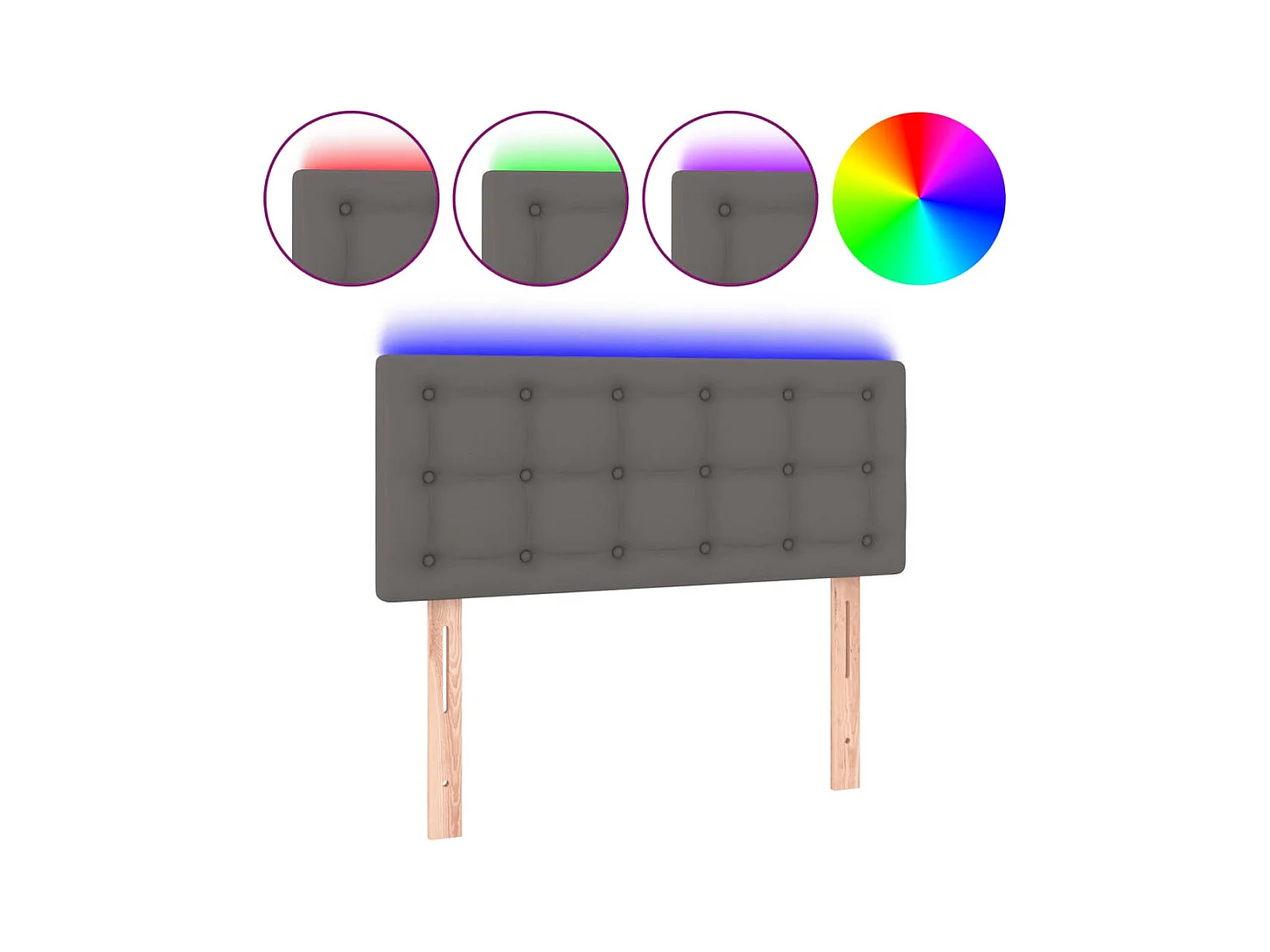Tête de lit à LED Gris 100x5x78/88 cm Similicuir POI49543 BonneVie Meuble